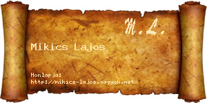 Mikics Lajos névjegykártya